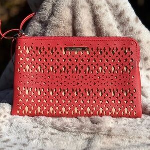 Stella & Dot Coral Cutout Clutch/Wallet, Excellent Used Condition